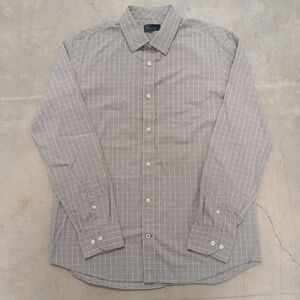 GAP Button Down Shirt Mens L Gray Black Check Plaid Long Sleeve Cotton Casual